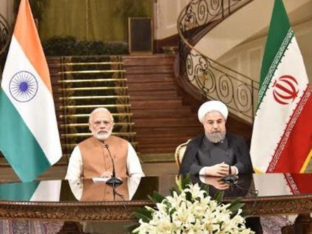PM Narendra Modi and Iranian President Hassan Rouhani deliver joint statement in Tehran on May 23. (PIB photo) PM Narendra Modi and Iranian President Hassan Rouhani deliver joint statement in Tehran on May 23. (PIB photo)