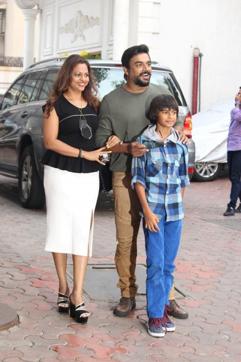 Actor R Madhavan along with his wife Sarita Birje and son Vedant Madhavan at the birthday party. (IANS) Actor R Madhavan along with his wife Sarita Birje and son Vedant Madhavan at the birthday party. (IANS)
