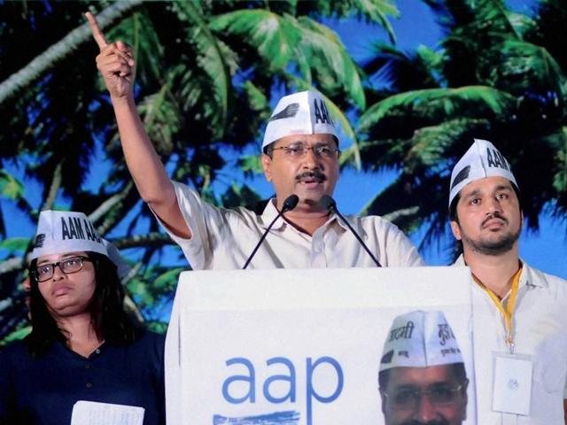 AAP leader and Delhi Chief Minister Arvind Kejriwal addresses a public meeting in Panaji, Goa, on Sunday. (PTI) AAP leader and Delhi Chief Minister Arvind Kejriwal addresses a public meeting in Panaji, Goa, on Sunday. (PTI)