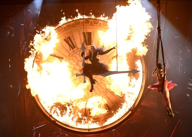 Pink performs Just Like Fire at the Billboard Music Awards on Sunday. In case you have forgotten, Pink is an aerialist who takes a lot of joy in burning down the stage. (Chris Pizzello/Invision/AP) 