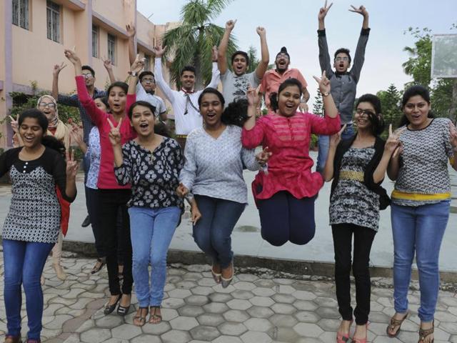 Students of CBSE class 12th celebrate after declaration of their results in Patna. (A P Dube / HT file) Students of CBSE class 12th celebrate after declaration of their results in Patna. (A P Dube / HT file)