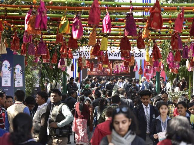 Visitors during the inauguration of Jaipur Literary festival 2016, in Jaipur, India.(Sanjeev Verma/HT File Photo)