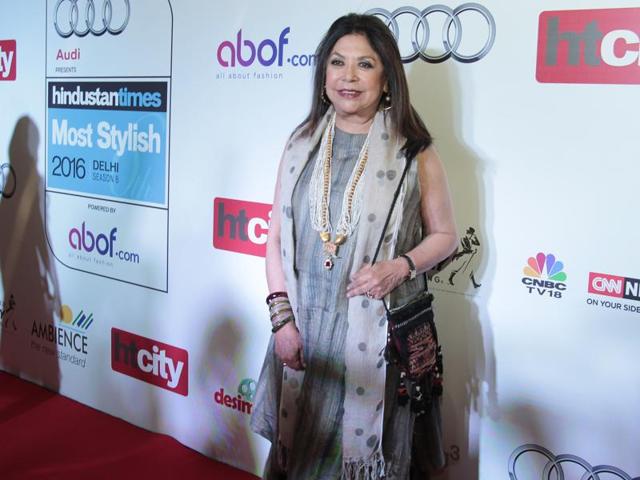 Veteran designer Ritu Kumar at the award ceremony. (Shivam Saxena/HT) 