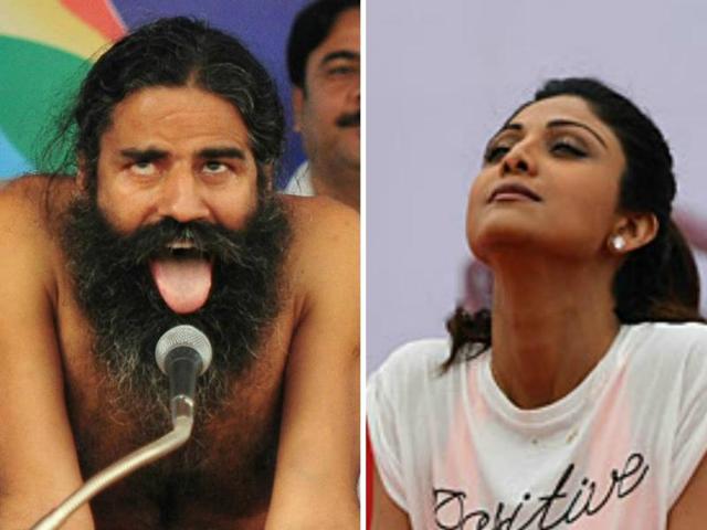 Chandigarh administration has roped in yoga guru Ramdev for a four-day camp from June 9 to 12. The administration sources said Bollywood actress Shilpa Shetty and spiritual guru Sri Sri Ravi Shankar will also attend the event.(HT File Photos)