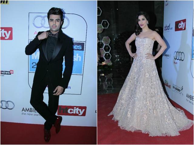 Meet our hosts for the evening, Manish Paul and Sophie Chaudhary, as they slay the red carpet. (Shivam Saxena/HT) Meet our hosts for the evening, Manish Paul and Sophie Chaudhary, as they slay the red carpet. (Shivam Saxena/HT)