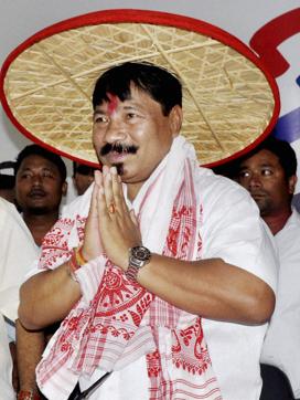 Assam Gana Parishad president Atul Bora at a party meeting in Guwahati. (PTI)