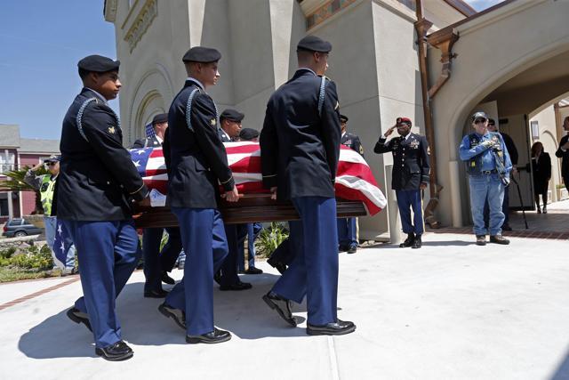 A military honor guard carries the casket containing remains of Army Pvt. Earl Joseph Keating as it arrives at the Schoen Funeral Home in New Orleans, Monday, May 23, 2016. (AP) A military honor guard carries the casket containing remains of Army Pvt. Earl Joseph Keating as it arrives at the Schoen Funeral Home in New Orleans, Monday, May 23, 2016. (AP)