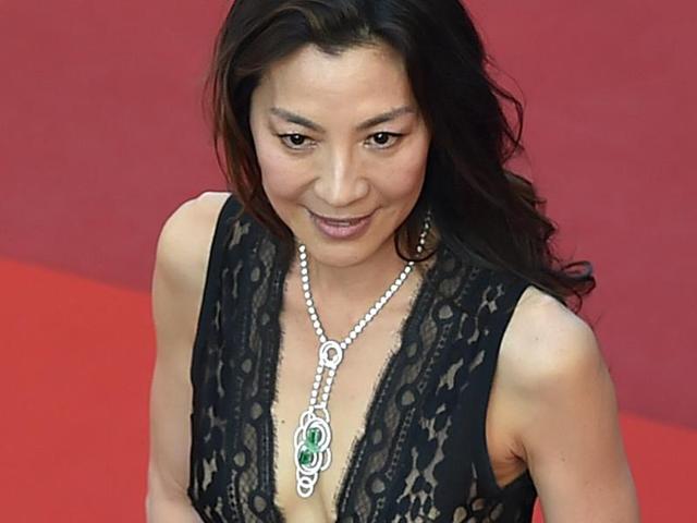 Michelle Yeoh: The actress wore pieces from the Chaumet Lumières d’ Eau jewellery collection, finished in white gold, with diamonds, emeralds and sculpted chrysoprase. (AFP) Michelle Yeoh: The actress wore pieces from the Chaumet Lumières d’ Eau jewellery collection, finished in white gold, with diamonds, emeralds and sculpted chrysoprase. (AFP)