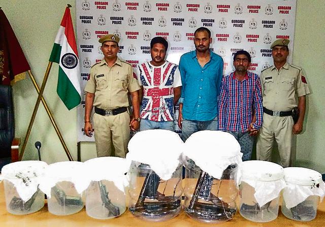 The three have been booked in several cases, including murder. (HT Photo) The three have been booked in several cases, including murder. (HT Photo)