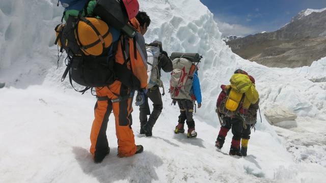 Climbers descend from camp one to base camp at Mount Everest, in this picture taken on May 21, 2016. (REUTERS)