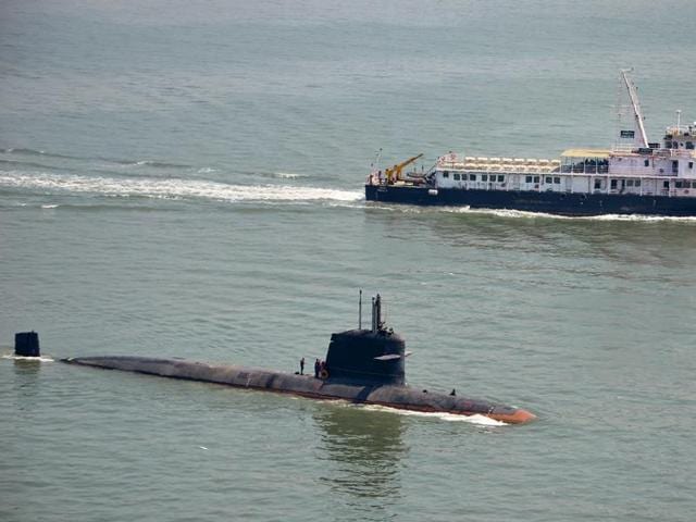 In this handout photograph released by The Indian Navy on May 1, 2016, India's Scorpene Class Submarine 'Kalivari' takes part in its maiden sea trials off the coast of Mumbai on May 1, 2016.(AFP) In this handout photograph released by The Indian Navy on May 1, 2016, India's Scorpene Class Submarine 'Kalivari' takes part in its maiden sea trials off the coast of Mumbai on May 1, 2016.(AFP)