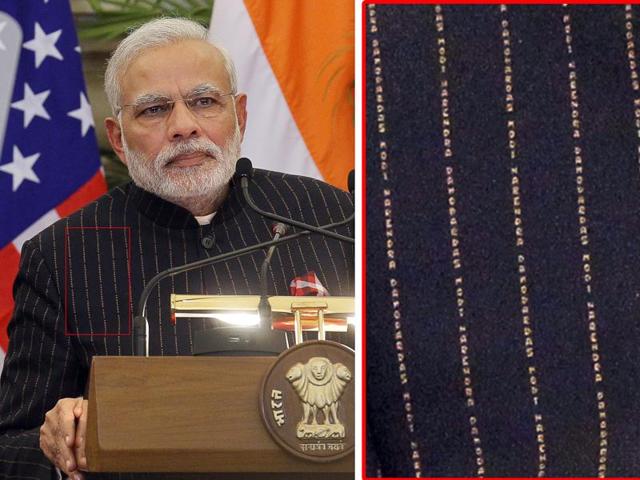 The Prime Minister’s sartorial choices have seen their fair share of controversy. During India’s 65th Republic Day celebrations, Modi was critcised for wearing a pin-stripe suit which reportedly cost Rs 10 lakh and was monogrammed with his name. The suit was later auctioned off for a whopping Rs 4.31 crores. (Gurinder Osan/ Hindustan Times)