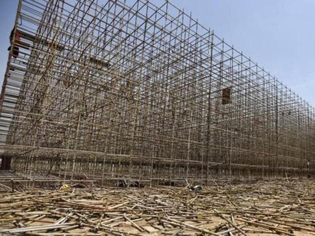 In this file photo, the dismantled the stage used during the World Culture Festival organised by Sri Sri Ravi Shankar's Art of Living event can be seen. (Sonu Mehta/HT Photo) In this file photo, the dismantled the stage used during the World Culture Festival organised by Sri Sri Ravi Shankar's Art of Living event can be seen. (Sonu Mehta/HT Photo)