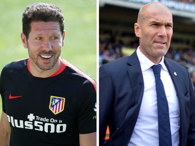 Combination image of Diego Simeone and Zinedine Zidane. Combination image of Diego Simeone and Zinedine Zidane.
