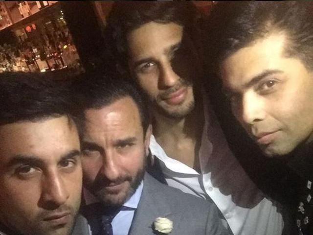 A picture the boys’ bond - Ranbir Kapoor, Saif Ali Khan and Sidharth Malhotra pose with Karan Johar. (Instagram)