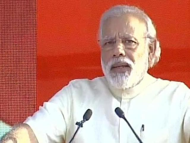 Prime Minister Narendra Modi is addressing a rally in Uttar Pradesh’s Saharanpur on May 26.(ANI)