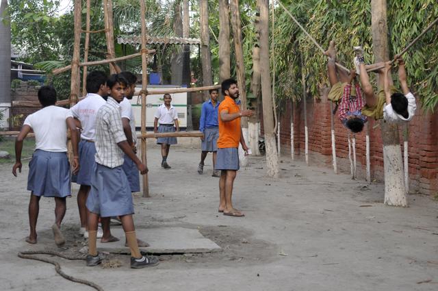 The Bajrang Dal members are undergoing an army-style training at the camp. (Sunil Ghosh/HT Photo) The Bajrang Dal members are undergoing an army-style training at the camp. (Sunil Ghosh/HT Photo)