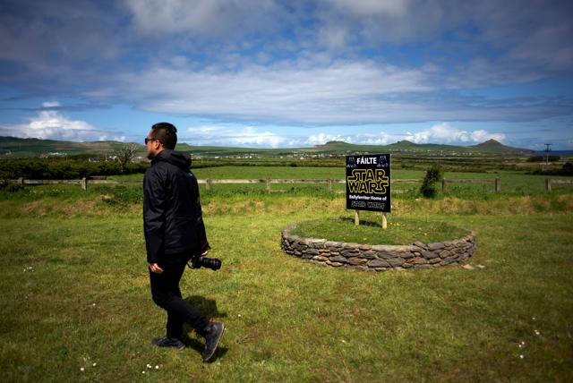 A tourist walks past a Star Wars sign at the entrance to the village of Ballyferriter in western Ireland. (AFP) A tourist walks past a Star Wars sign at the entrance to the village of Ballyferriter in western Ireland. (AFP)