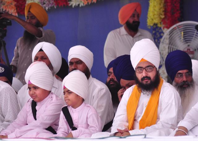 Baba Ranjit Singh Dhadrianwale during the ‘bhog’ ceremony of Bhupinder Singh at in Ludhiana on Wednesday. (Sikander Singh Chopra/HT Photo)