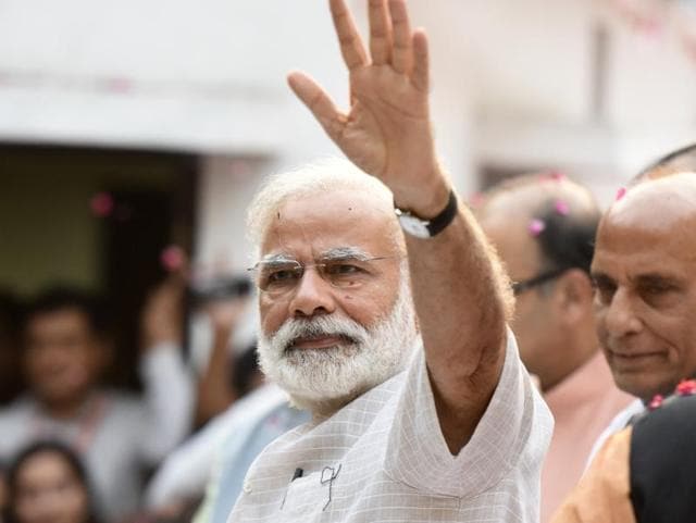 Prime Minister Narendra Modi swept to power at the centre in the 2014 general elections. May 26 marks two years of the NDA government. Modi marked the day by posting a video for the ‘Transforming India’ anthem.(PTI)