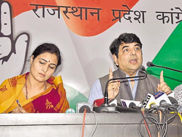 Congress leader RPN Singh addresses a press conference at the party’s headquarters in Jaipur on Thursday. (HT Photo/Prabhakar Sharma) Congress leader RPN Singh addresses a press conference at the party’s headquarters in Jaipur on Thursday. (HT Photo/Prabhakar Sharma)