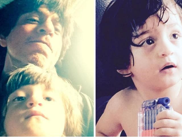 AbRam with dad SRK. The Bollywood star often posts images of the 3-year-old with life lessons from him. (Twitter) AbRam with dad SRK. The Bollywood star often posts images of the 3-year-old with life lessons from him. (Twitter)