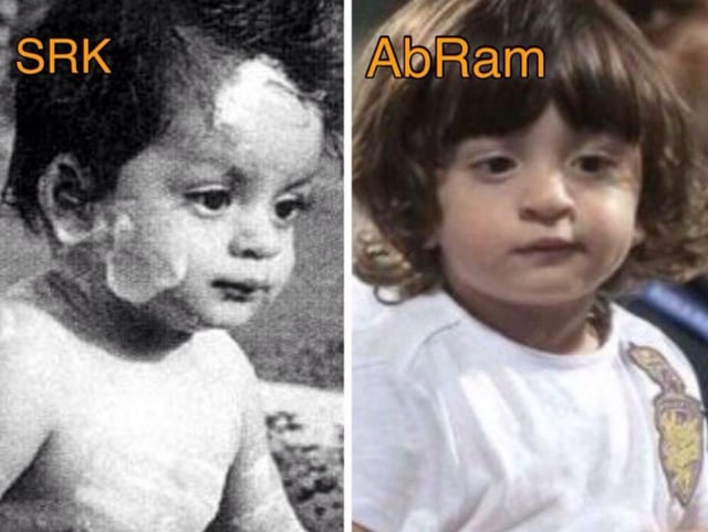 This picture posted by SRK proves that son AbRam is a carbon copy.  (Twitter) 