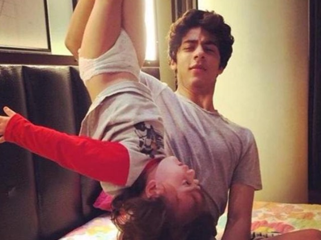 Aryan Khan having some fun with AbRam.  (Twitter) 