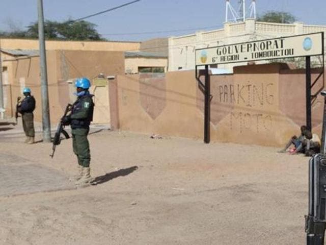 UN peacekeepers stand guard near the airport on February 4, 2016 in Timbuktu, central Mali. (AFP) UN peacekeepers stand guard near the airport on February 4, 2016 in Timbuktu, central Mali. (AFP)