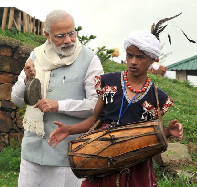 PM Modi is on his first visit to Meghalaya. (Picture courtesy: @MIB_India) PM Modi is on his first visit to Meghalaya. (Picture courtesy: @MIB_India)