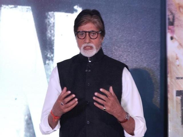Actor Amitabh Bachchan during the music launch of film Te3n in Mumbai on Friday. (IANS) Actor Amitabh Bachchan during the music launch of film Te3n in Mumbai on Friday. (IANS)
