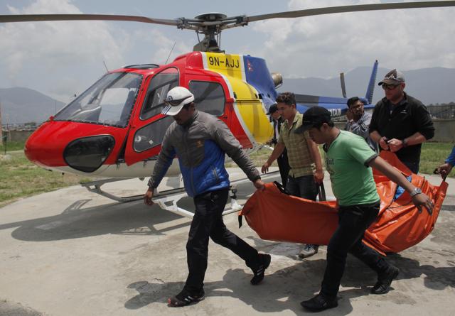 The body of Dutch climber Eric Arnold, who died last week near South Col during a Mount Everest expedition, is carried to Teaching hospital in Kathmandu, Nepal. (AP Photo) The body of Dutch climber Eric Arnold, who died last week near South Col during a Mount Everest expedition, is carried to Teaching hospital in Kathmandu, Nepal. (AP Photo)