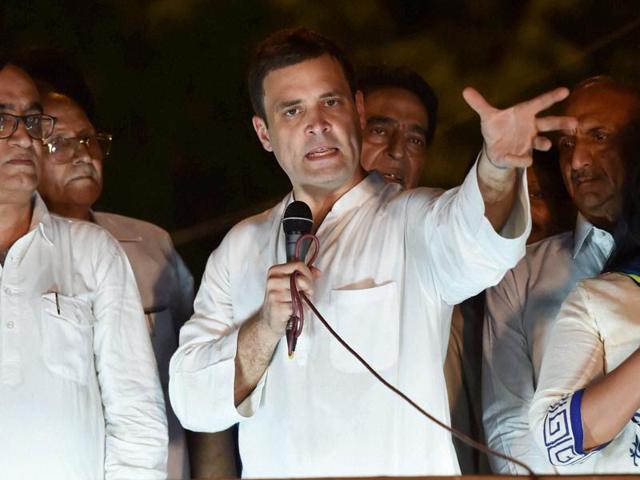 Congress vice president Rahul Gandhi addressing party workers at a protest march against Delhi Government for power & water crisis in Delhi, at Rajghat in New Delhi. (PTI Photo) Congress vice president Rahul Gandhi addressing party workers at a protest march against Delhi Government for power & water crisis in Delhi, at Rajghat in New Delhi. (PTI Photo)