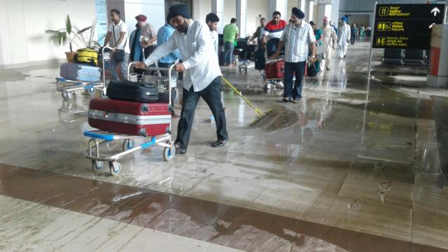 An overnight storm also damaged several small aircraft at the Amritsar airport and flooded the departure lounge. (HT photo) An overnight storm also damaged several small aircraft at the Amritsar airport and flooded the departure lounge. (HT photo)