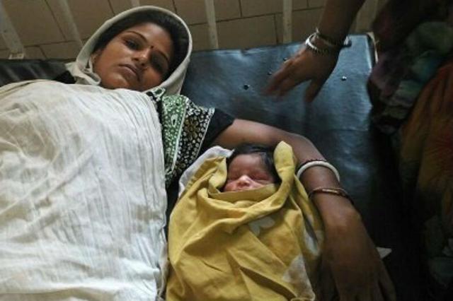 Aarti delivered a baby boy in a PCR van in a Delhi hospital. Aarti delivered a baby boy in a PCR van in a Delhi hospital.