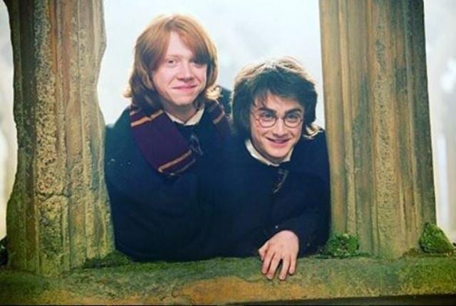 Rupert Grint and Daniel Radcliffe played Ron Weasley and Harry Potter respectively. (Instagram/harrypottercast)