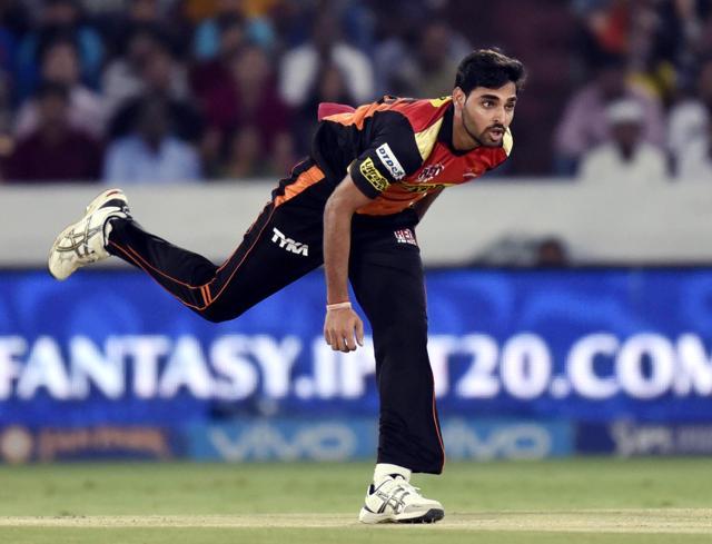 Bhuvneshwar Kumar led the Sunrisers Hyderabad bowling unit well. (Vipin Kumar/ HT Photo) Bhuvneshwar Kumar led the Sunrisers Hyderabad bowling unit well. (Vipin Kumar/ HT Photo)