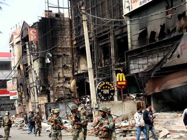After the arson in Rohtak on February 20, during the Jat quota agitation. (Manoj Dhaka/HT File Photo) After the arson in Rohtak on February 20, during the Jat quota agitation. (Manoj Dhaka/HT File Photo)