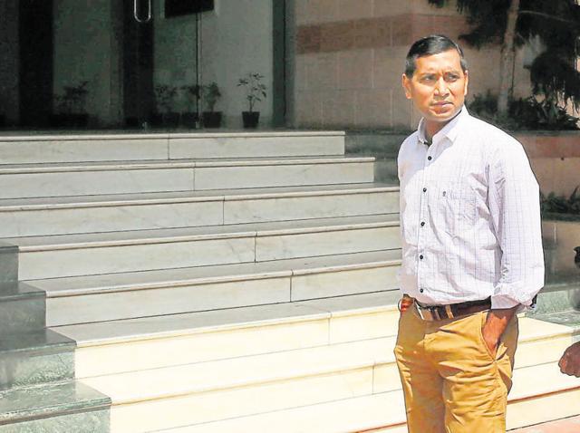 IAS officer Niraj K Pawan outside the Anti-Corruption Bureau office in Jaipur. (Himanshu Vyas/HT File Photo) IAS officer Niraj K Pawan outside the Anti-Corruption Bureau office in Jaipur. (Himanshu Vyas/HT File Photo)