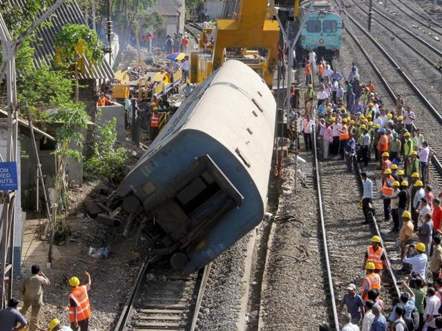 A crane was pressed into service to shift the coach