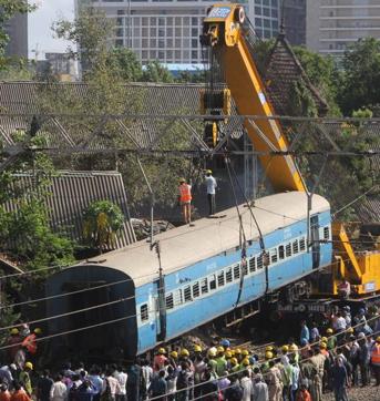 It took over nine hours for the railway machinery to restore the suburban traffic by removing the derailed coach (bhushan koyande)