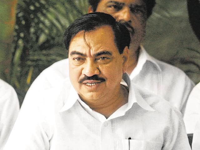 Senior BJP leader and Maharashtra revenue minister Eknath Khadse’s woes are mounting with more accusations of wrongdoing surfacing on Monday.(Photo by Sunny Shende)