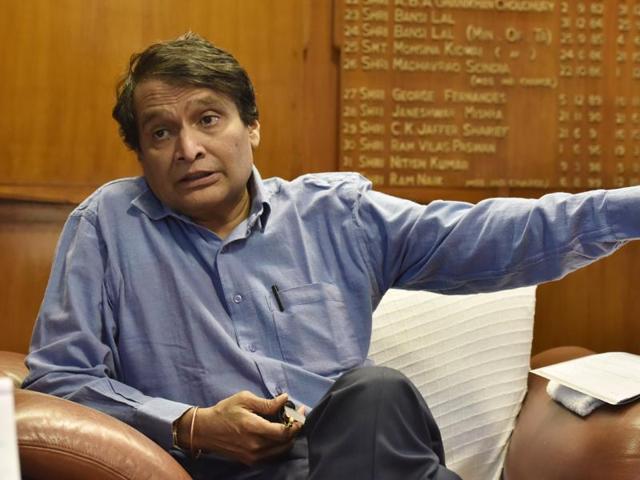 Union railway minister Suresh Prabhu filed his nomination papers for Rajya Sabha biennial election from Andhra Pradesh. (Sanjeev Verma/HT Photo) Union railway minister Suresh Prabhu filed his nomination papers for Rajya Sabha biennial election from Andhra Pradesh. (Sanjeev Verma/HT Photo)