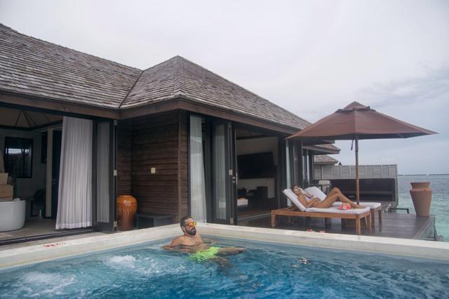 Actor Ashish Chowdhry chilling in a private pool.