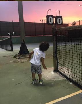 Riteish Deshmukh recently uploaded a picture of his one and a half year old son Riaan at the tennis court.