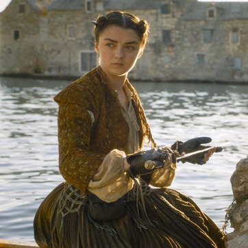 Arya understands that there will be no second chance so she goes back to the place she hid her sword, as if preparing to fight the Waif or H’Ghar himself. (HBO)