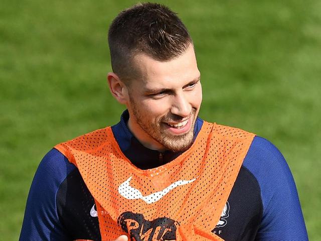 France's midfielder Morgan Schneiderlin looks on during a training session in Clairefontaine. (AFP Photo) France's midfielder Morgan Schneiderlin looks on during a training session in Clairefontaine. (AFP Photo)