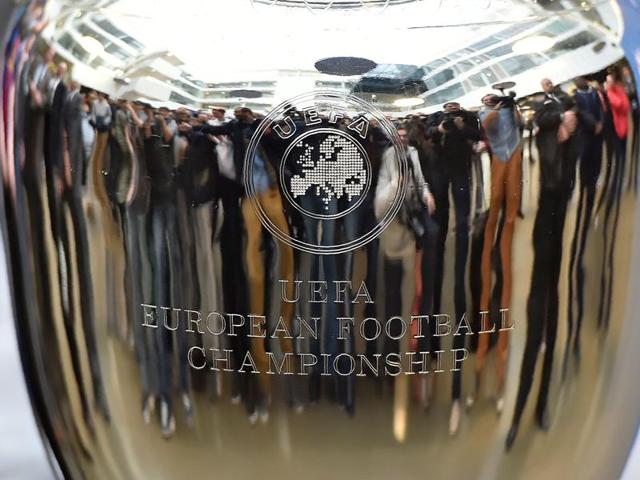 The trophy of the Uefa Euro 2016 football tournament displayed at the headquarters of the Bordeaux Metropole conurbation authority in Bordeaux.(AFP File Photo) The trophy of the Uefa Euro 2016 football tournament displayed at the headquarters of the Bordeaux Metropole conurbation authority in Bordeaux.(AFP File Photo)