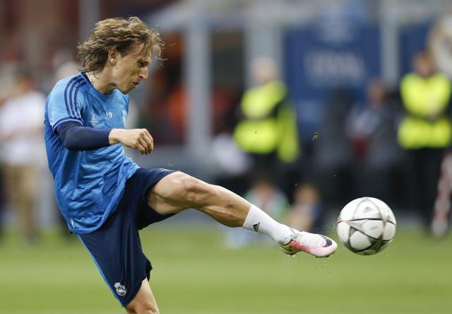 Luka Modric kicks the ball during a training session at the San Siro stadium in Milan, Italy. (AP File Photo) Luka Modric kicks the ball during a training session at the San Siro stadium in Milan, Italy. (AP File Photo)