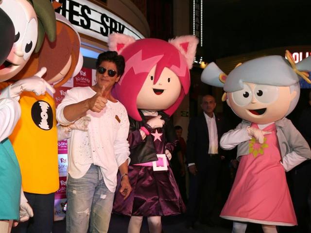 Shah Rukh Khan poses at the launch of KidZania, Delhi. (IANS)